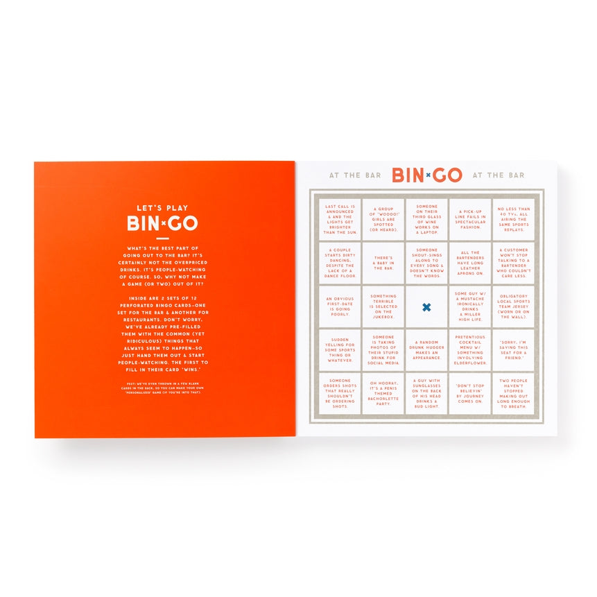 Bin-Go Get Some Drinks Bar Bingo Book