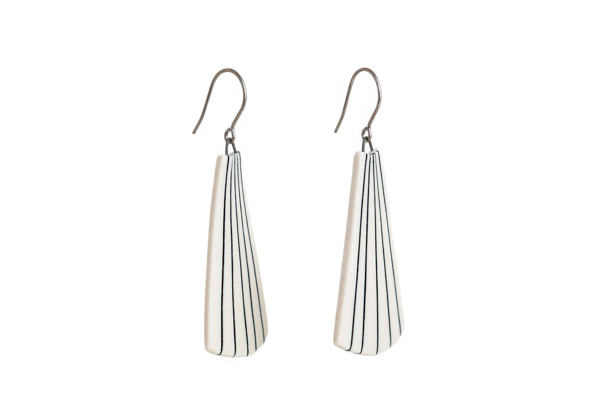 Pinstripe Fan Porcelain Drop Earrings by Jenna Vanden Brink