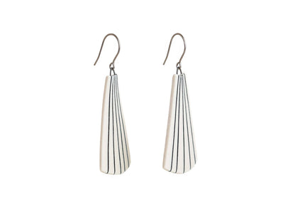 Pinstripe Fan Porcelain Drop Earrings by Jenna Vanden Brink