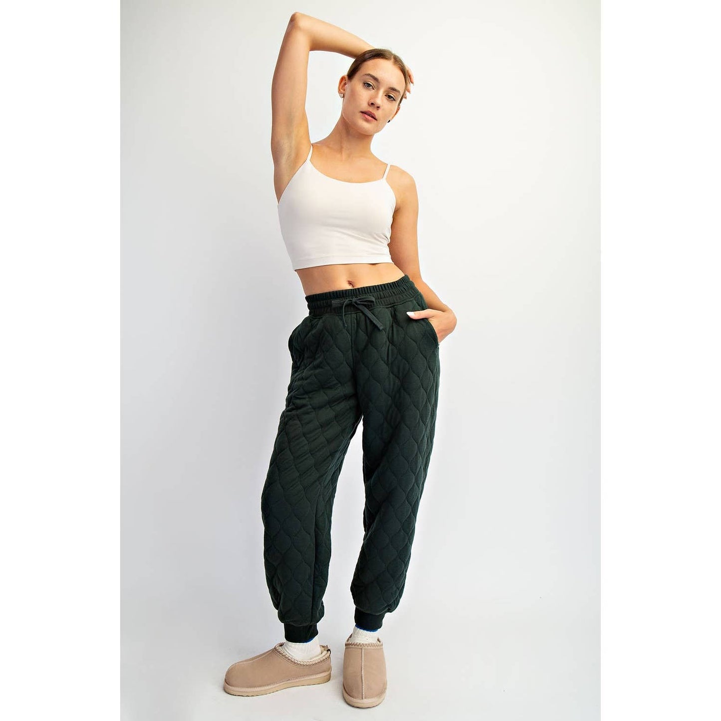 Quilted Jogger Lounge Pant - Dark Cherry