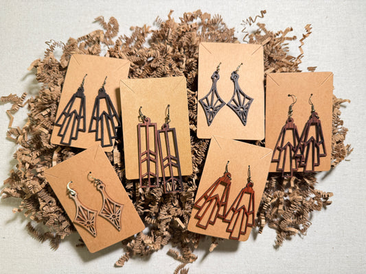 Intricate Wooden Earrings by Abby - Many Styles To Choose From
