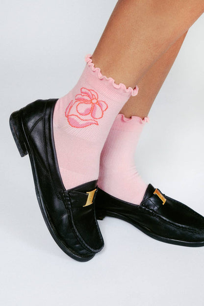 Flora Ruffle Ankle Socks by Jordan Kay (Women's Sizing)