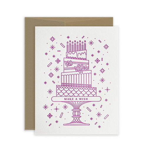 Celebration Cake Letterpress Birthday Greeting Card