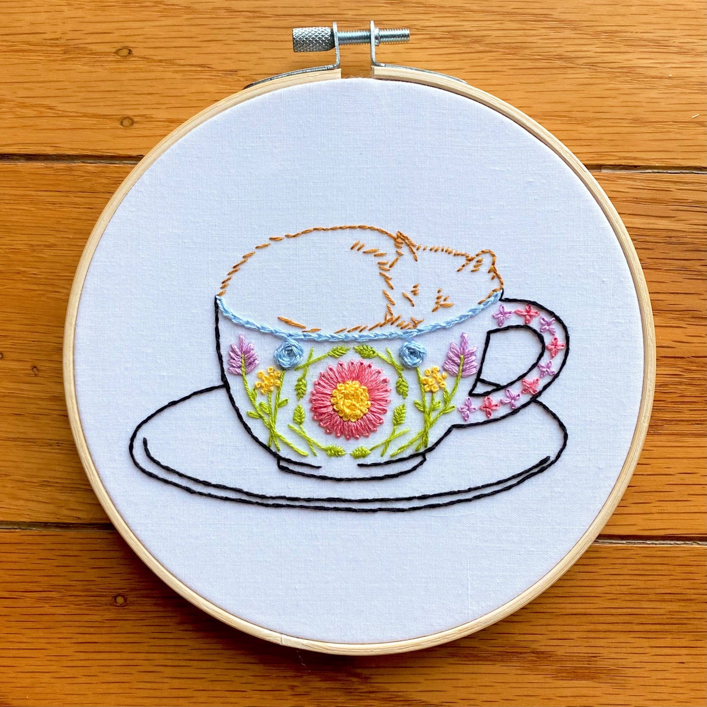 "Catpuccino" Craft DIY Coffee Cat Embroidery Kit