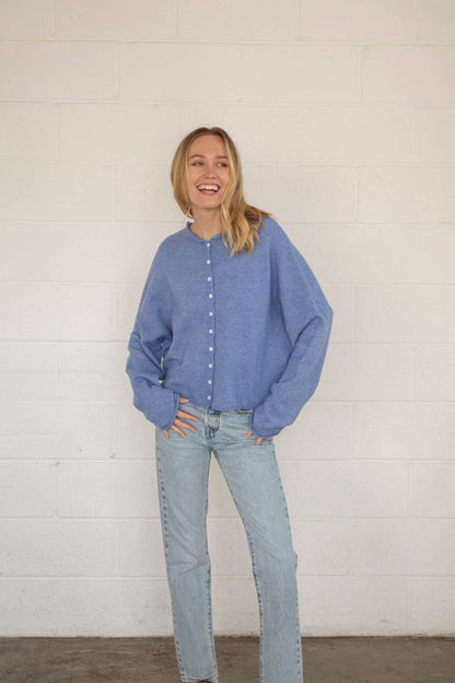 Lightweight Cozy Piper Cardigan by Things Between - Dusty Blue