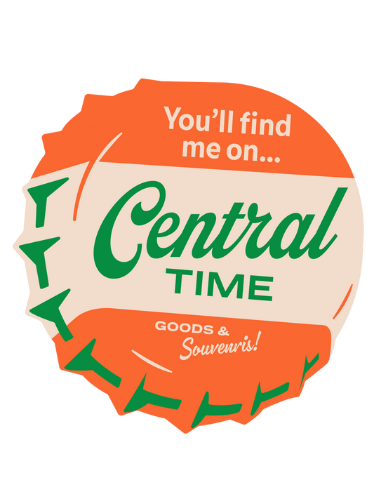 Central Time Bottle Cap Sticker