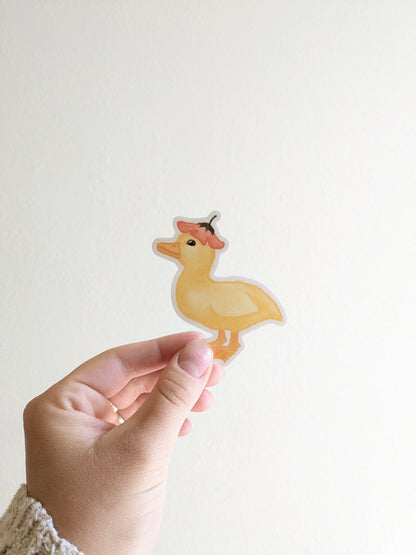 Duck With A Flower Hat Vinyl Sticker