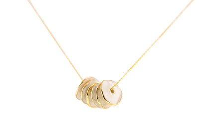 Pinched Bead Necklace Porcelain and Gold Luster Necklace by Jenna Vanden Brink