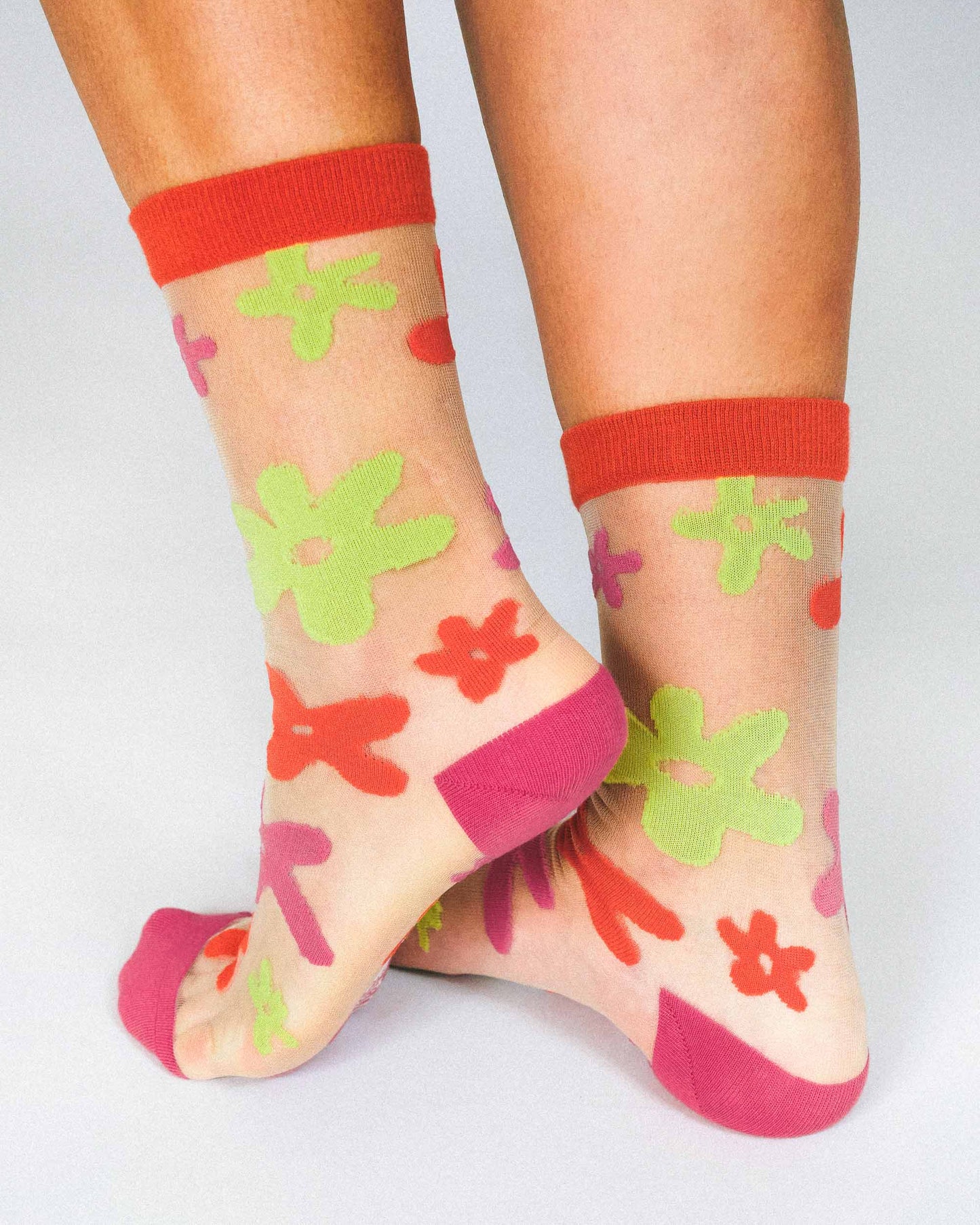 Flower Sheer Ankle Sock by Hannah Packer (Women's Sizing)