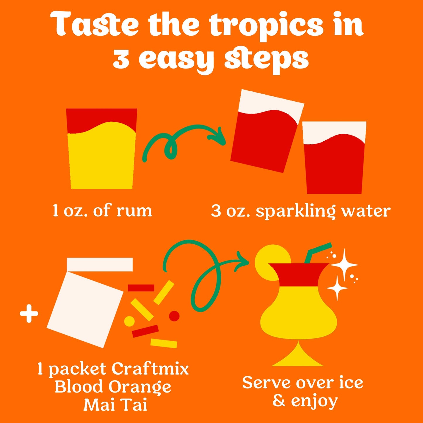 Blood Orange Mai Tai Single-Serving Cocktail or Mocktail Mixer