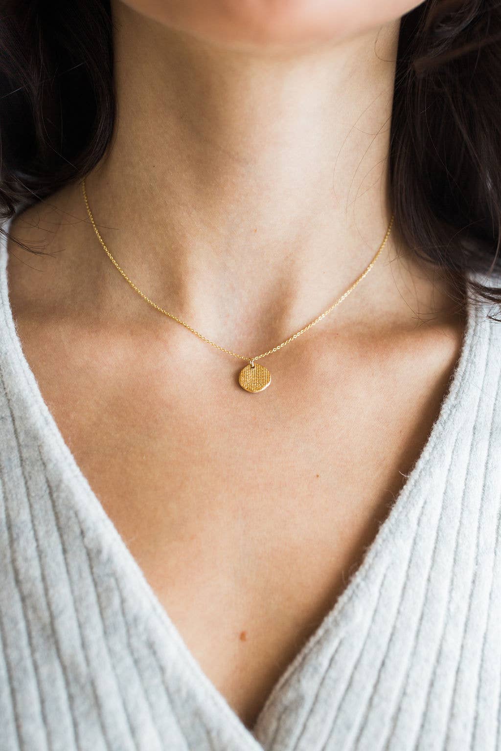 Sun and Moon Reversible Porcelain and Gold Luster Necklace by Jenna Vanden Brink