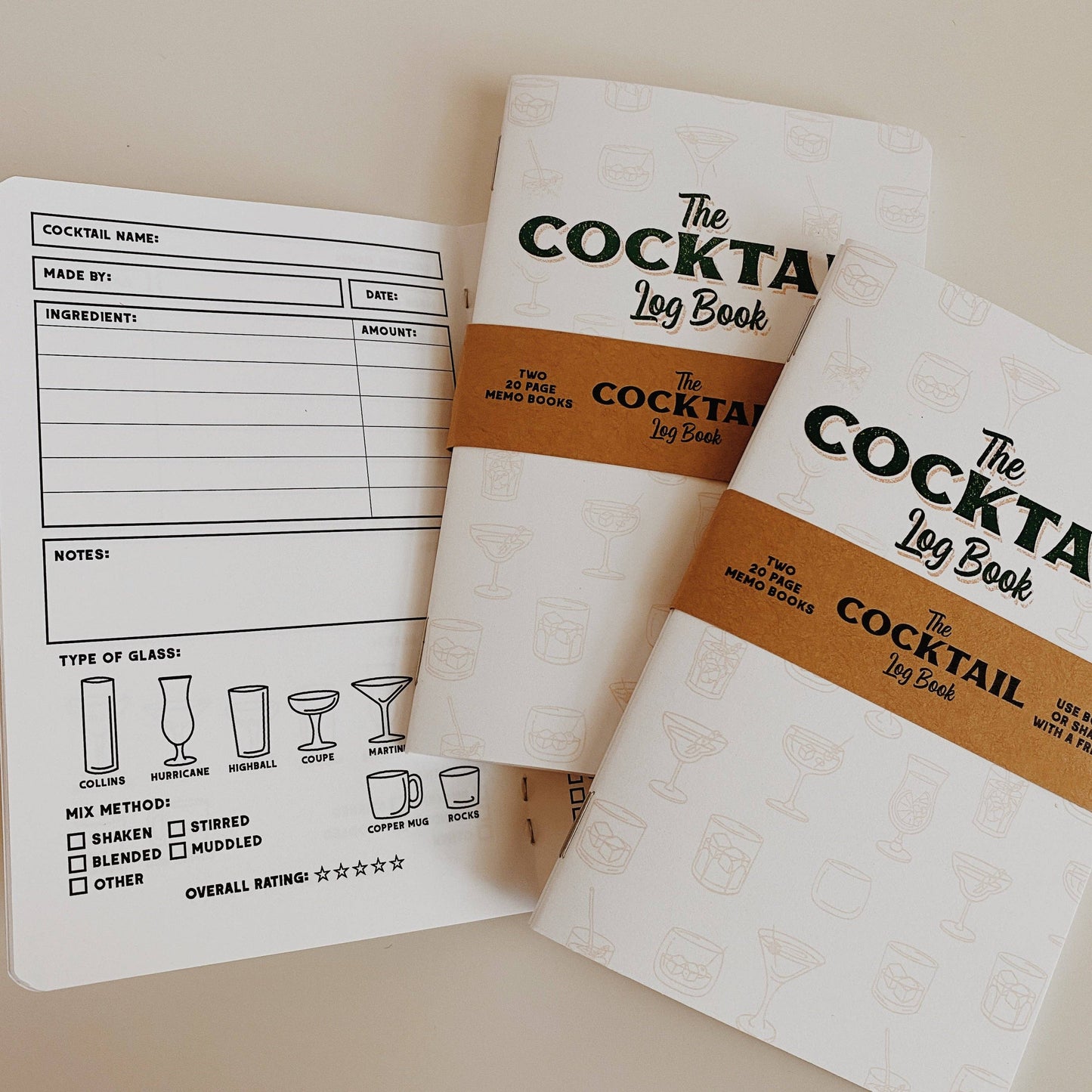 Cocktail Experience Passport / Logbook - Two 20-Page Books