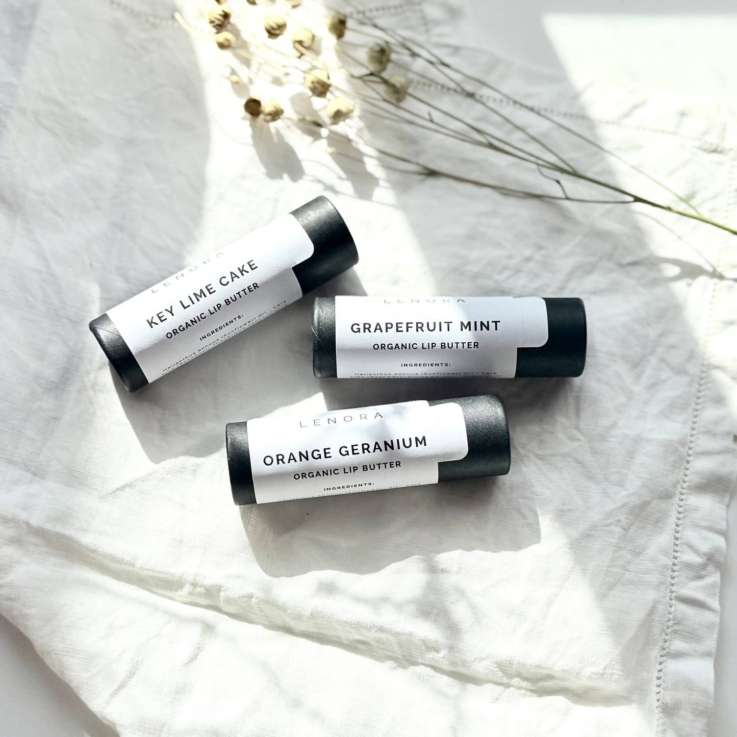 Organic Made in WI Lip Butters - Key Lime, Grapefruit Mint, Orange Geranium