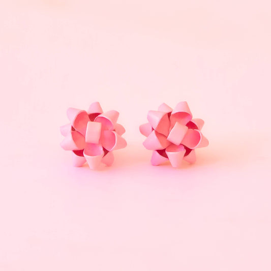 Holiday Bow Earrings - Candy Pink