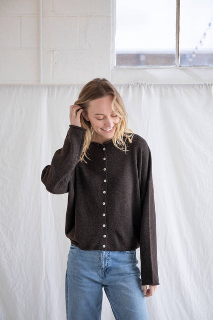 Lightweight Cozy Piper Cardigan by Things Between - Chocolate