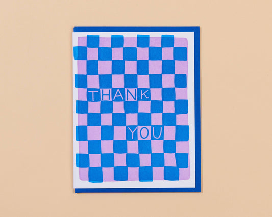 Checkerboard Thank You Letterpress Greeting Card