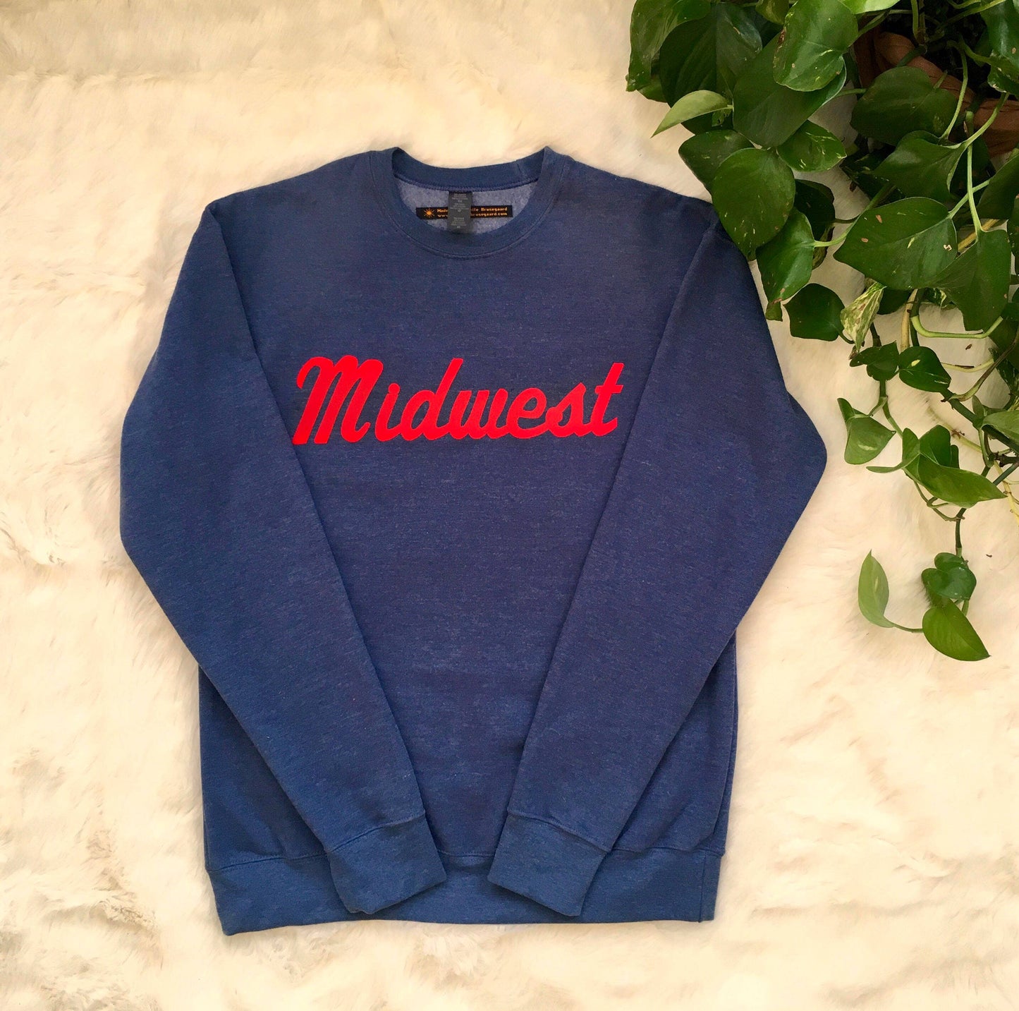 Flocked "Midwest" Unisex Crewneck Sweatshirt