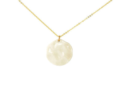 Sun and Moon Reversible Porcelain and Gold Luster Necklace by Jenna Vanden Brink