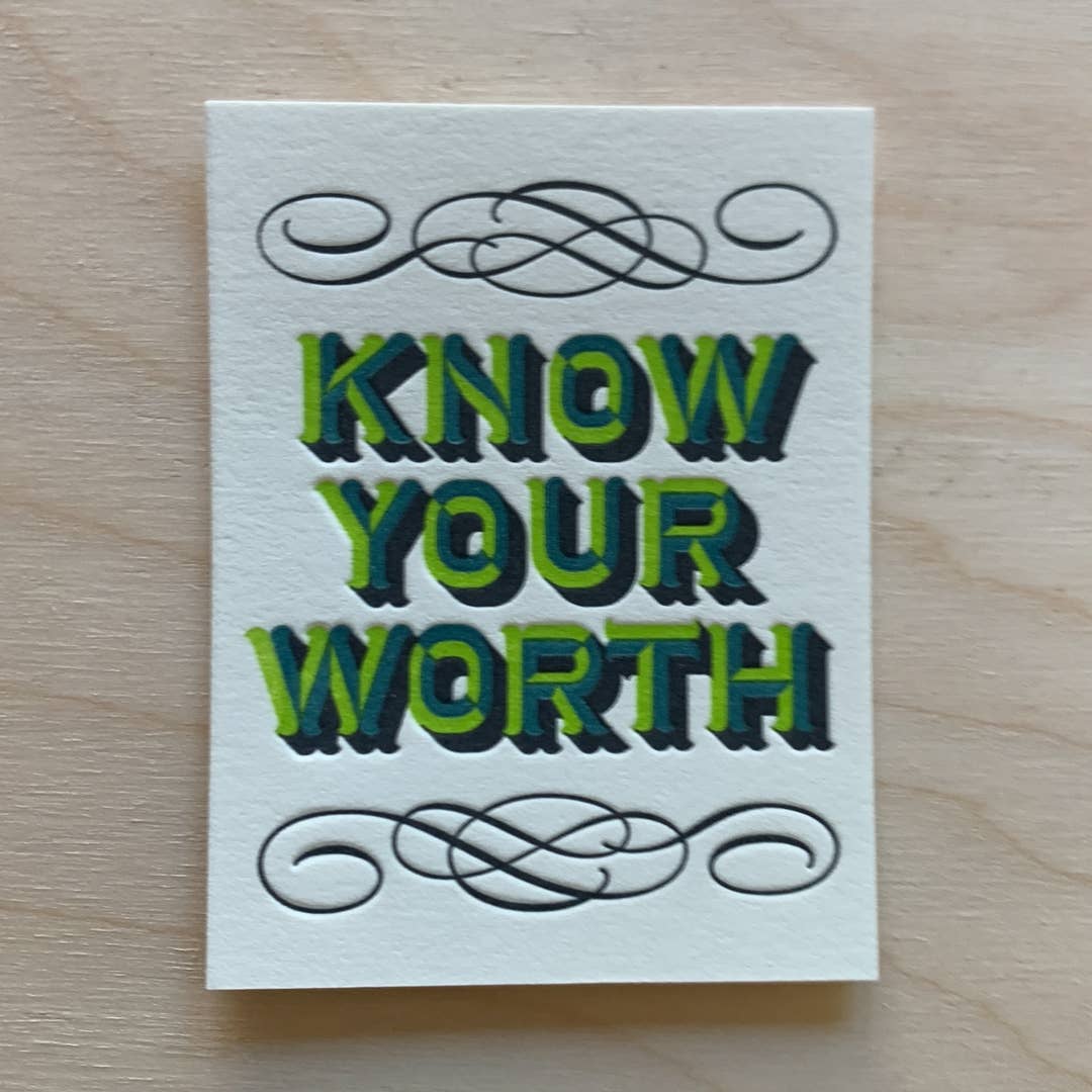 Know Your Worth - Mini Letterpress Print