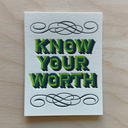 Know Your Worth - Mini Letterpress Print