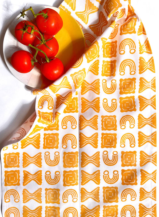 "Noodles" Hand Block Printed Tea Towel