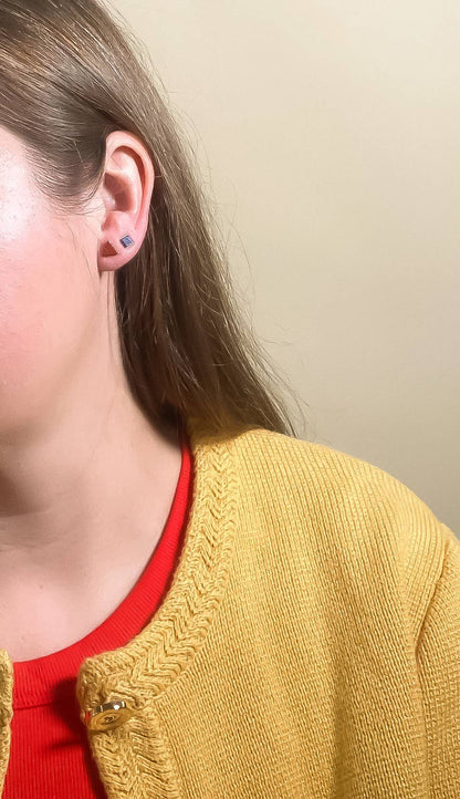 Tiny Square Studs in Blue Sodalite