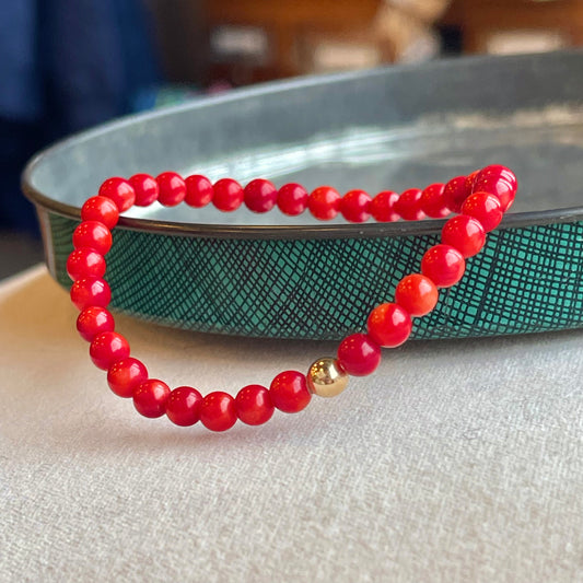 Red Coral + Gold Bracelet