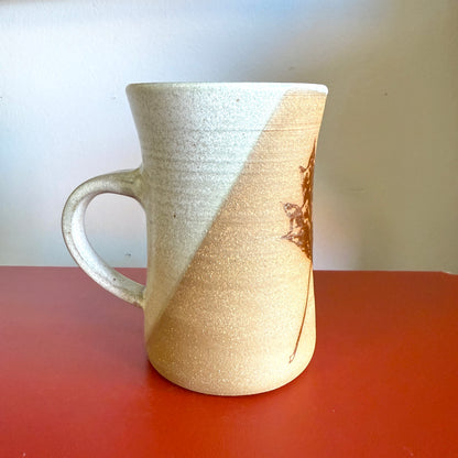 Hand-Thrown Ceramic Mug with Maple Leaf Print - Made in Stoughton!