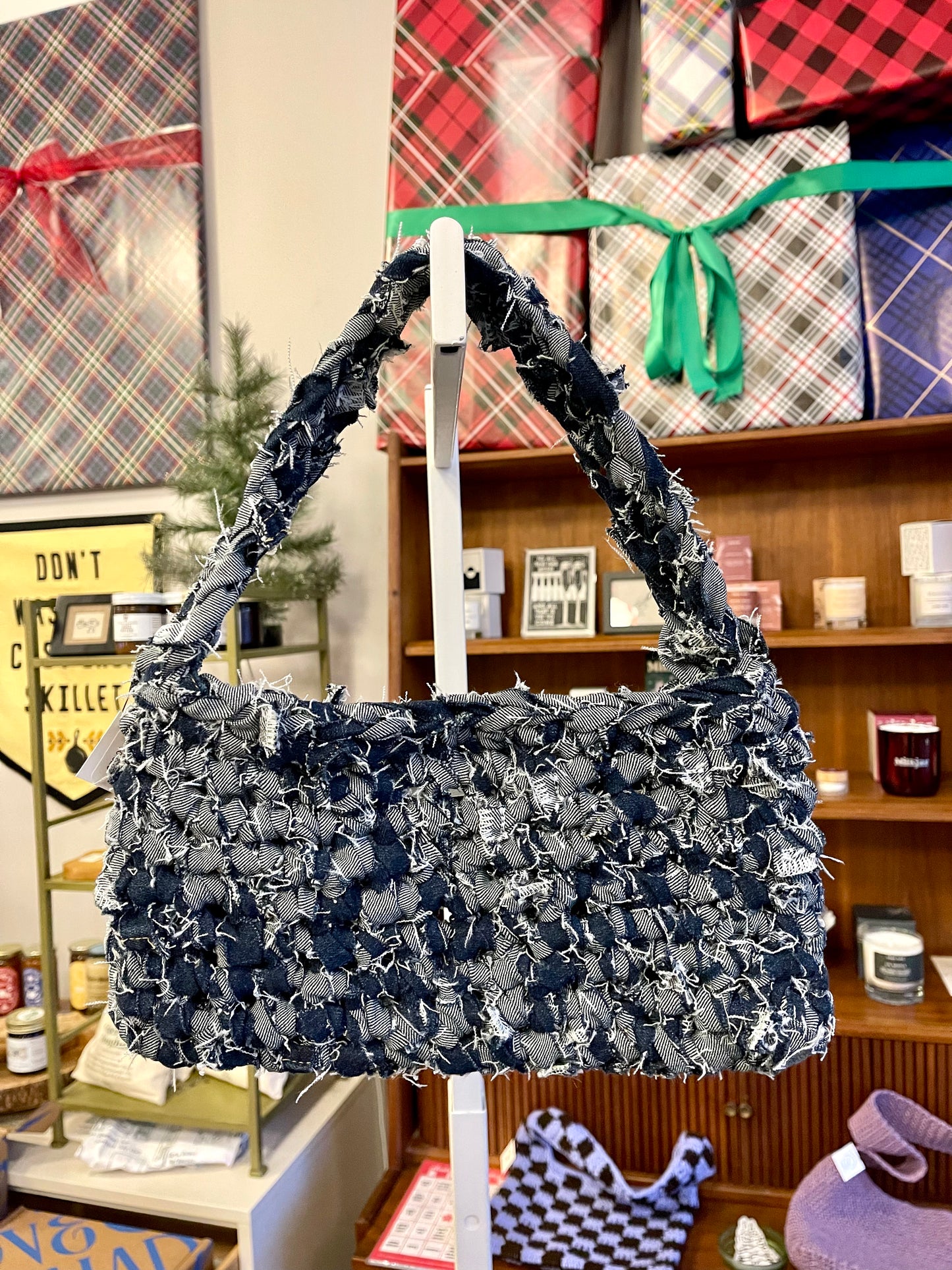 Hand-Crocheted Denim Purse