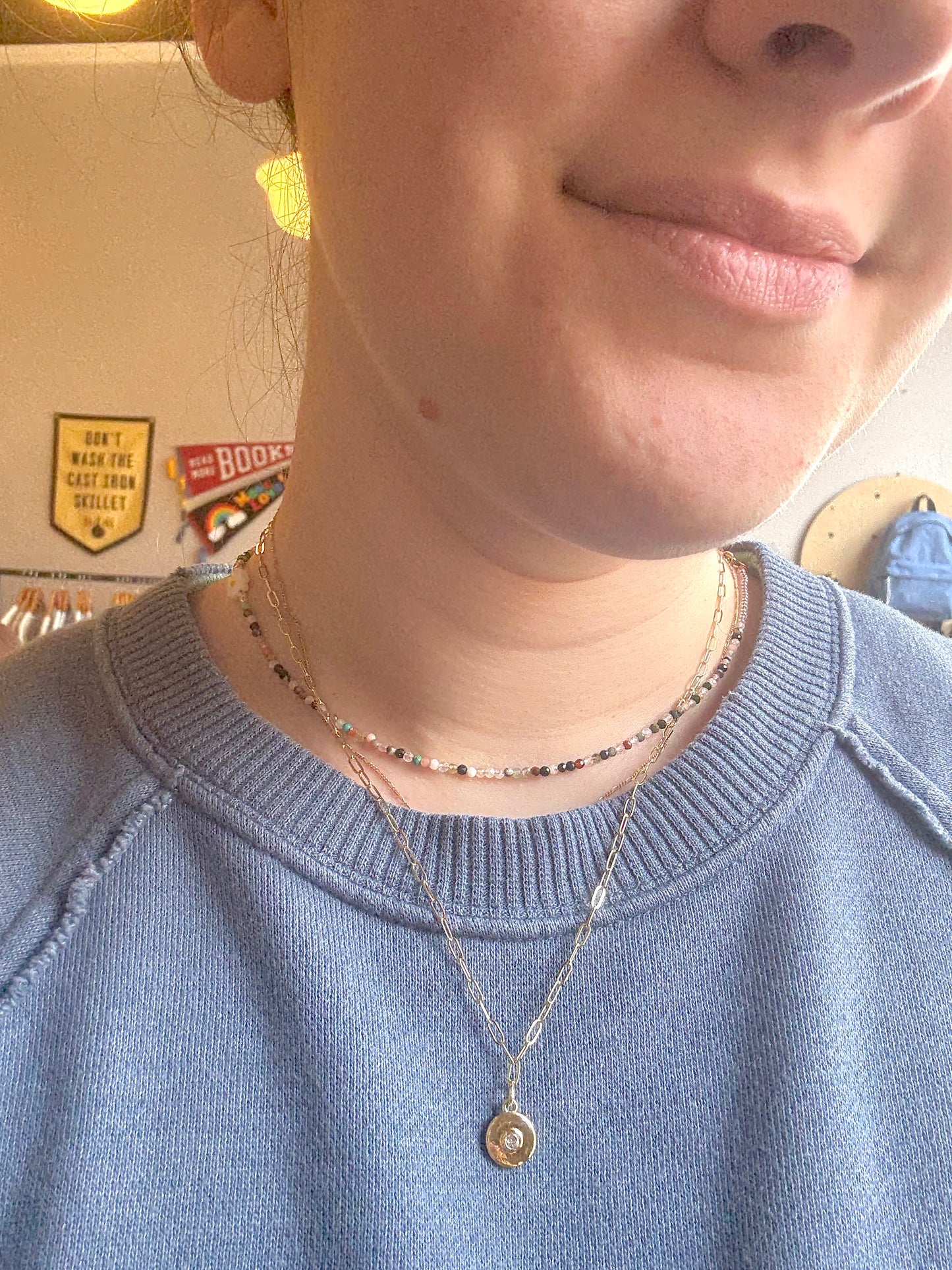 Sparkly Round Pendant Necklace - 18k Gold Fill and CZ