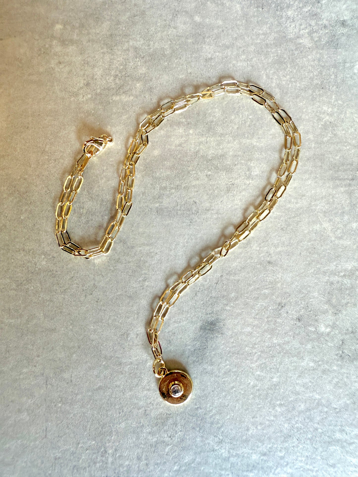 Sparkly Round Pendant Necklace - 18k Gold Fill and CZ