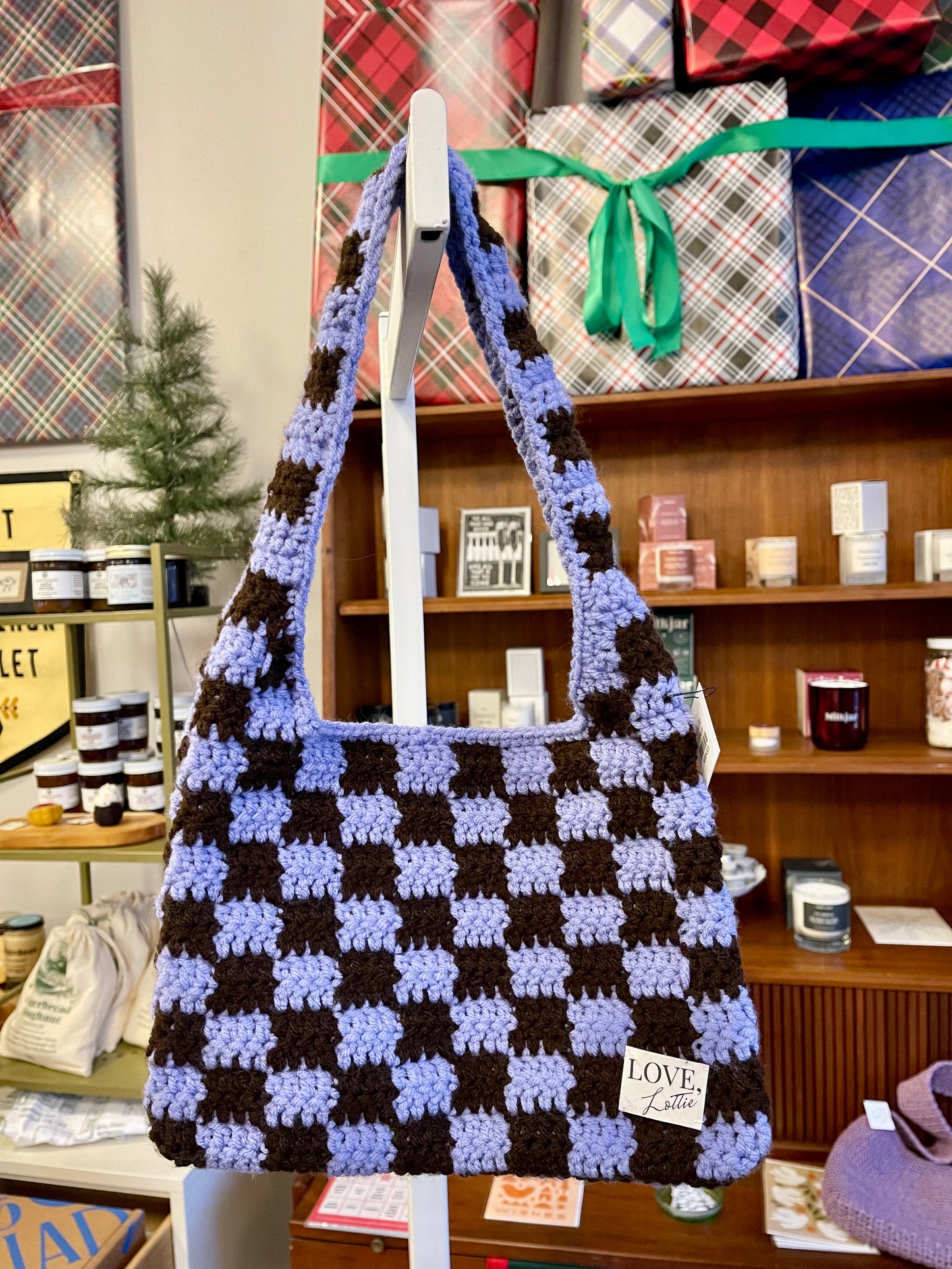 Hand-Crocheted Checkered Bag