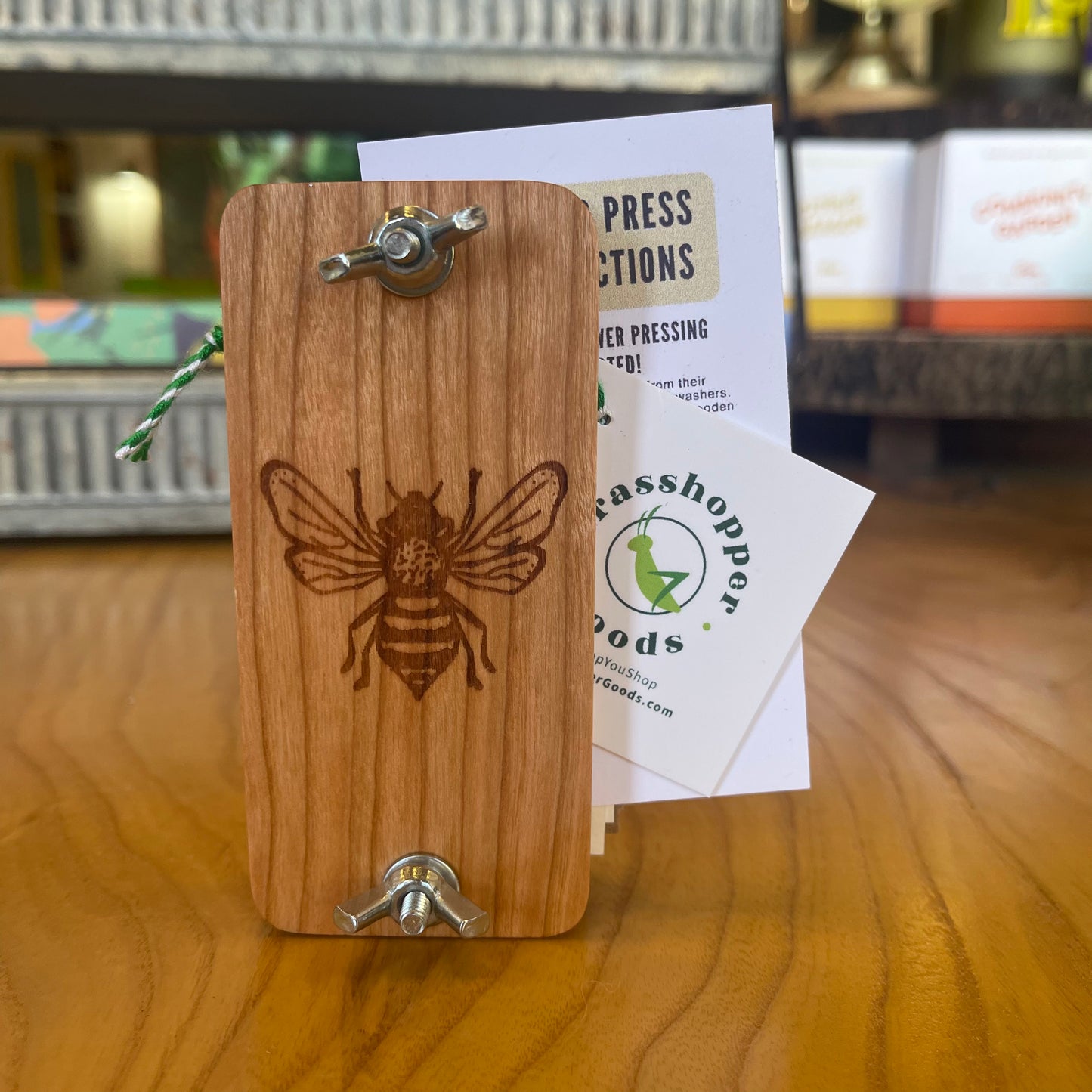 Michigan Cherry Pocket Size Flower Press With Bee Design