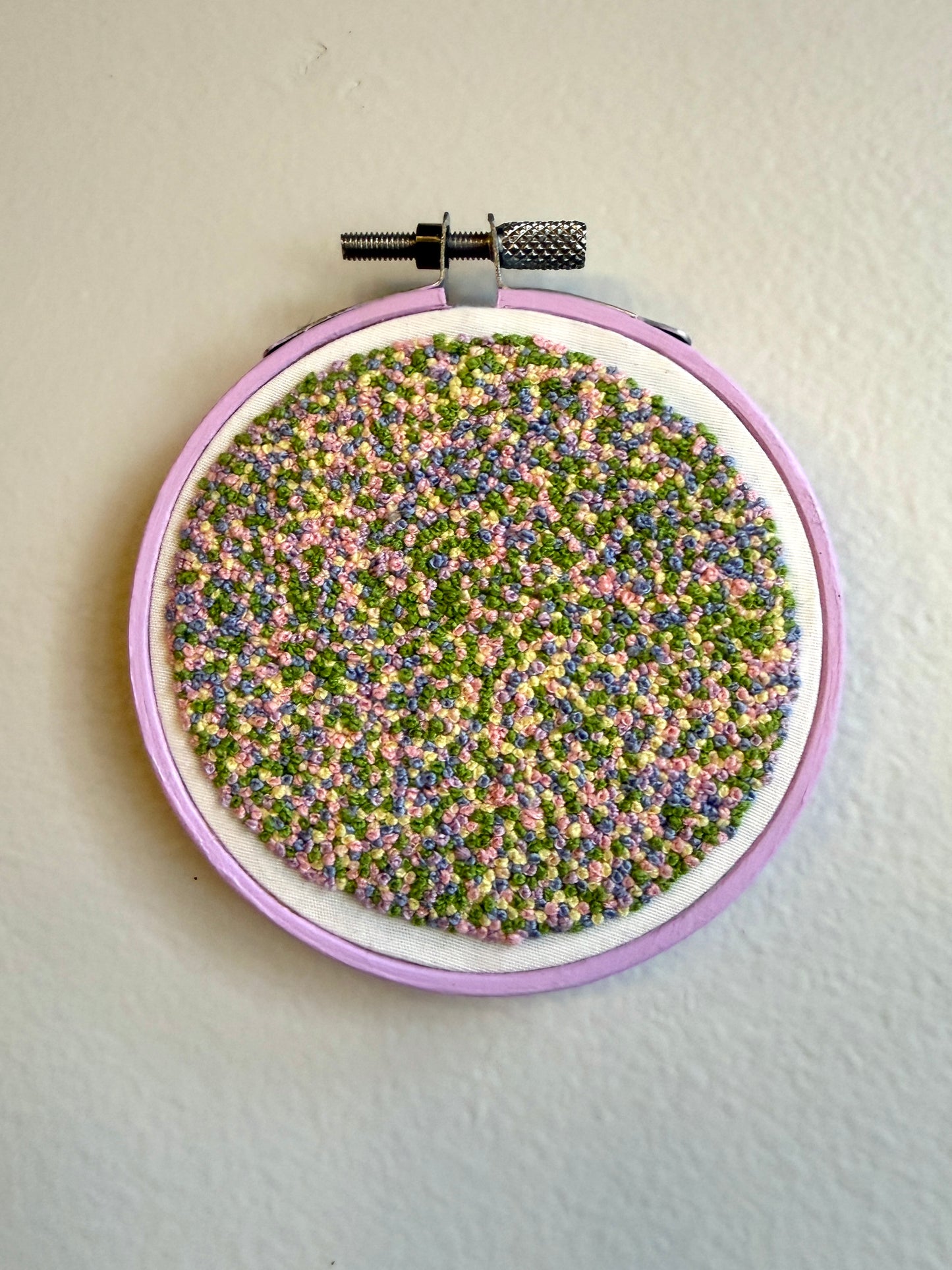 French Knot Embroidery Art by Kari - Springtime Sprinkles (3.5" Diameter)
