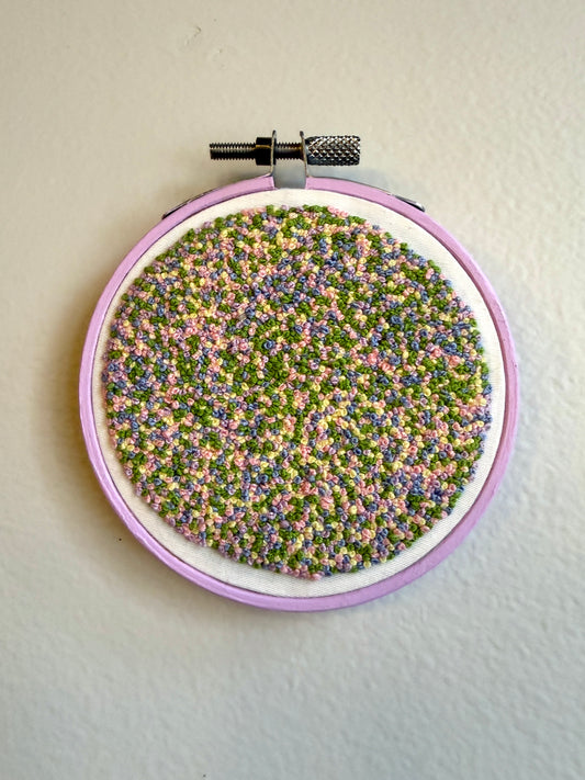 French Knot Embroidery Art by Kari - Springtime Sprinkles (3.5" Diameter)