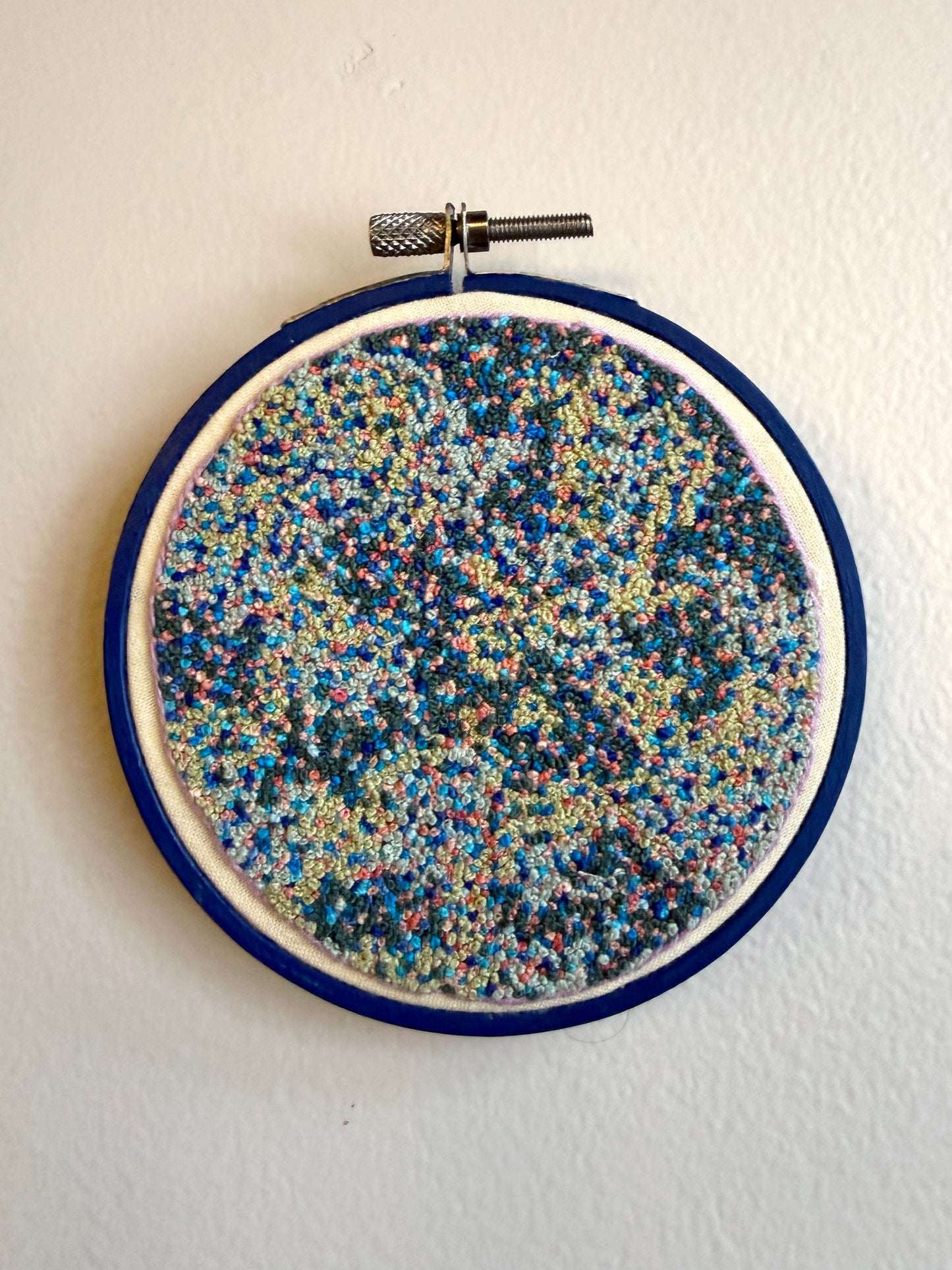 French Knot Embroidery Art by Kari - Cool Sprinkles (4.25" Diameter)