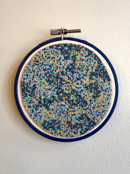 French Knot Embroidery Art by Kari - Cool Sprinkles (4.25" Diameter)