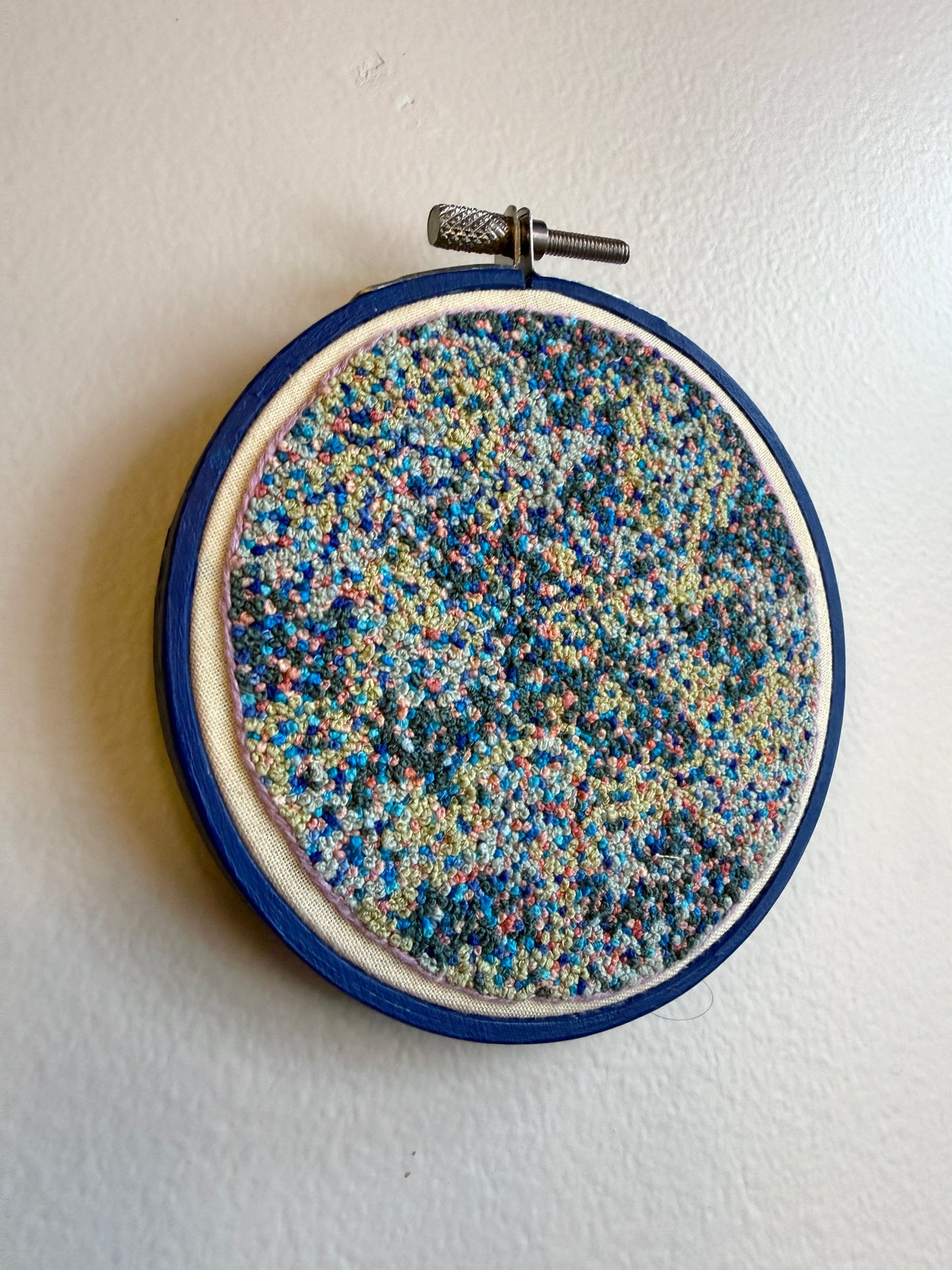 French Knot Embroidery Art by Kari - Cool Sprinkles (4.25" Diameter)