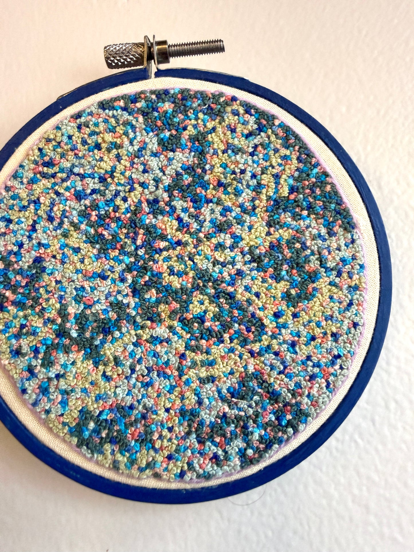 French Knot Embroidery Art by Kari - Cool Sprinkles (4.25" Diameter)