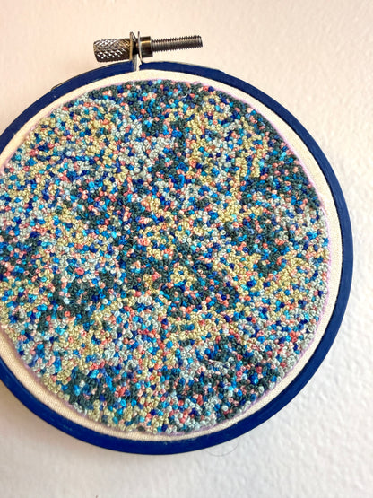 French Knot Embroidery Art by Kari - Cool Sprinkles (4.25" Diameter)