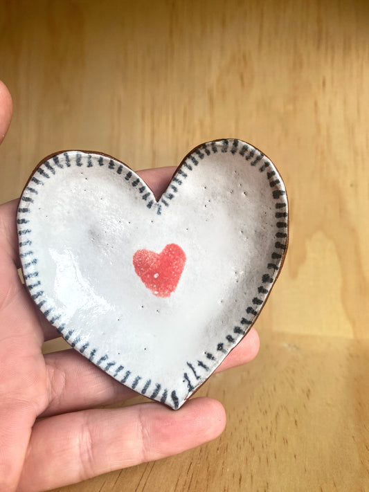 Handmade Ceramic Heart Ring Dish - Made in Stoughton!