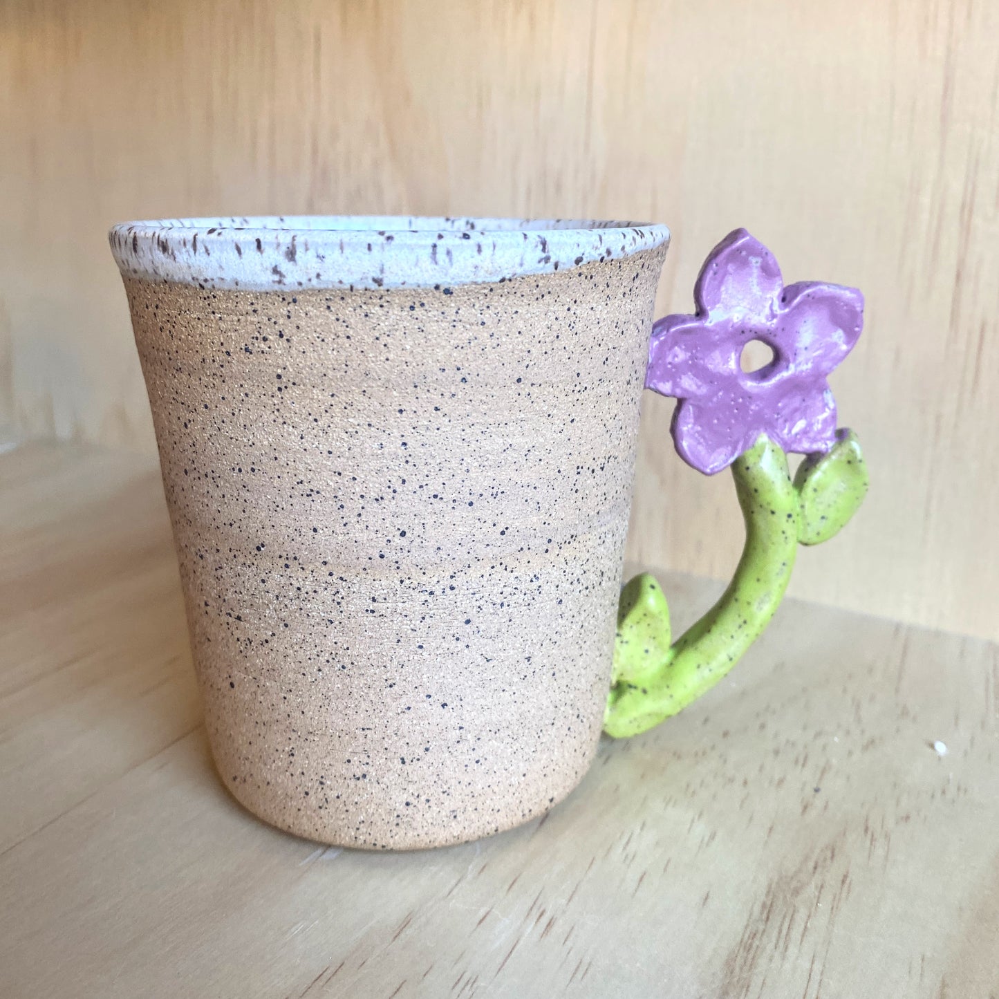 Hand-Thrown Flower Handle Mug - Made in Stoughton!