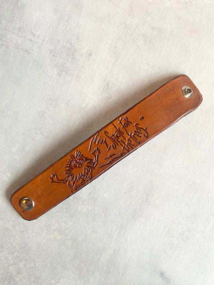 "I Speak for the Trees" Hand-tooled Leather Cuff Bracelet by Lara