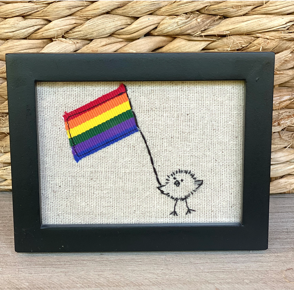 Love is Lovebird - Hand-stitched Art