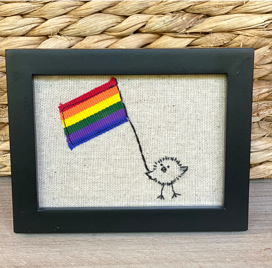 Love is Lovebird - Hand-stitched Art