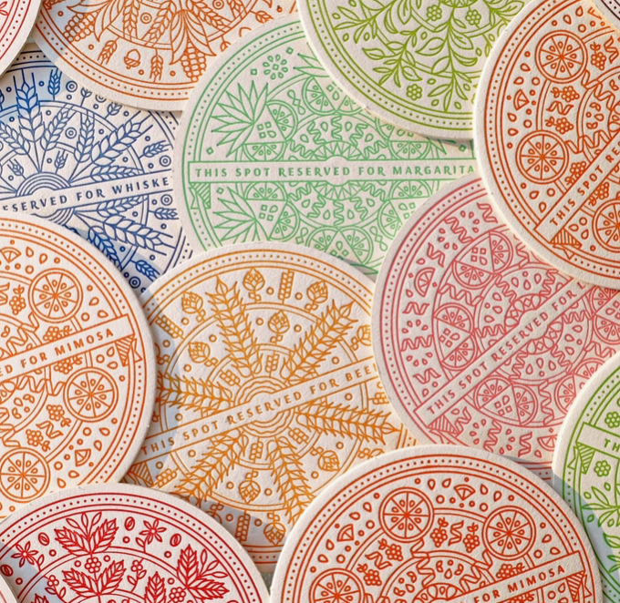 Letterpress Coaster Sets - Choose Your Favorite!