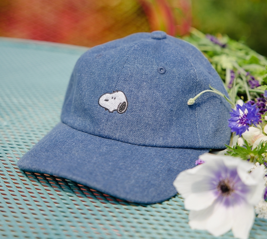 Embroidered Snoopy Dad Hat in Denim