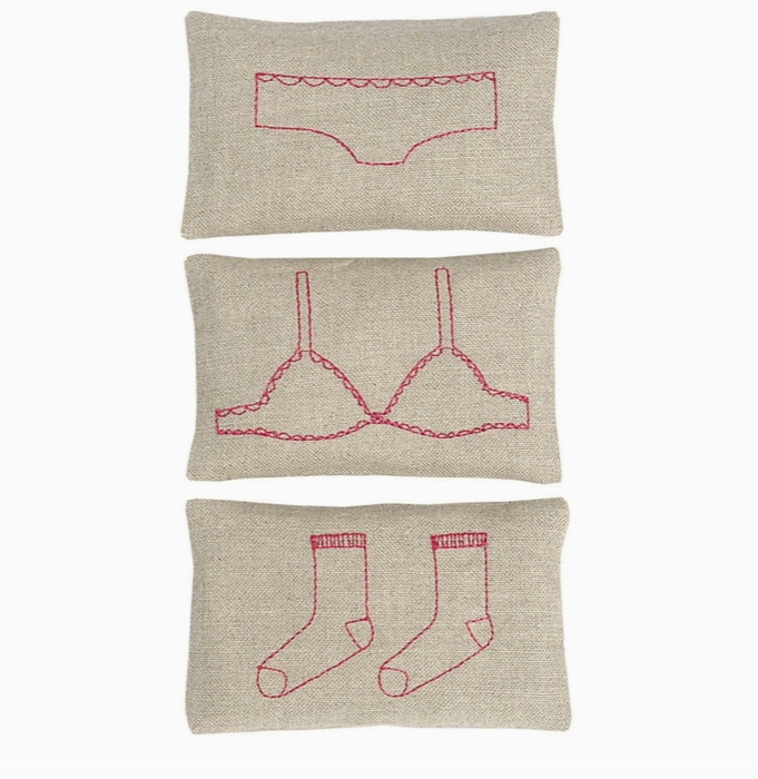 Handmade Drawer Sachets with Embroidered Undies Detail - Set of Three