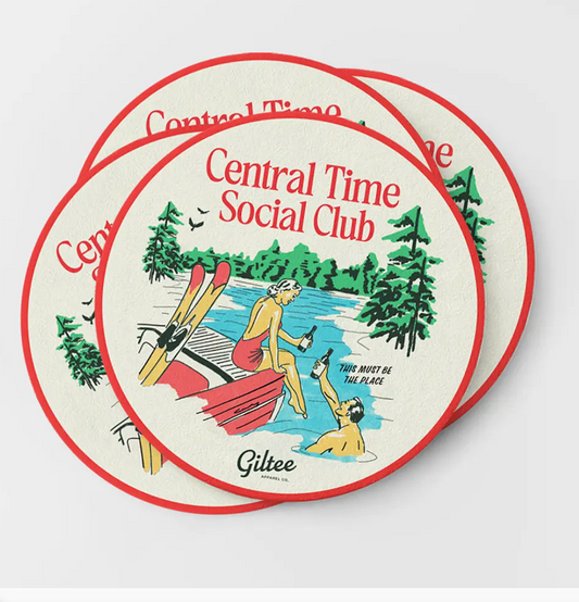 Central Time Social Club  Coasters - 4 pack (Copy)