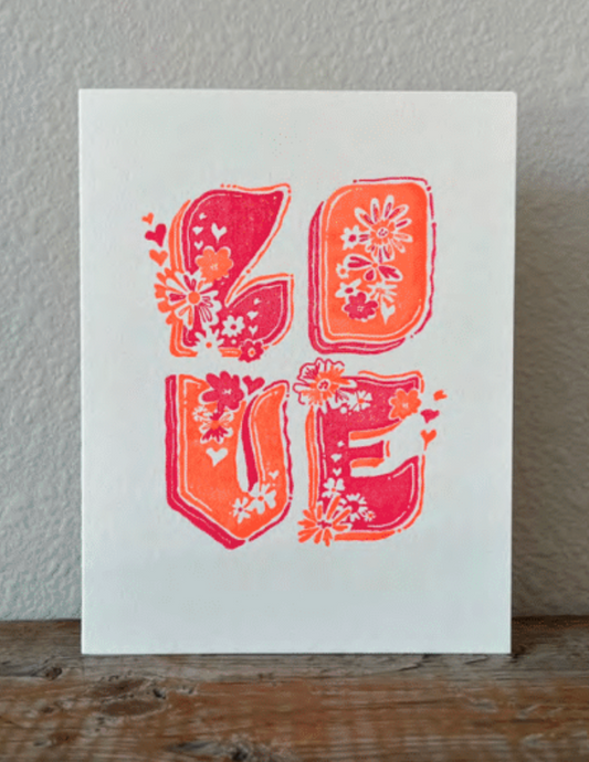 "Love" Script Letterpress Valentines Card